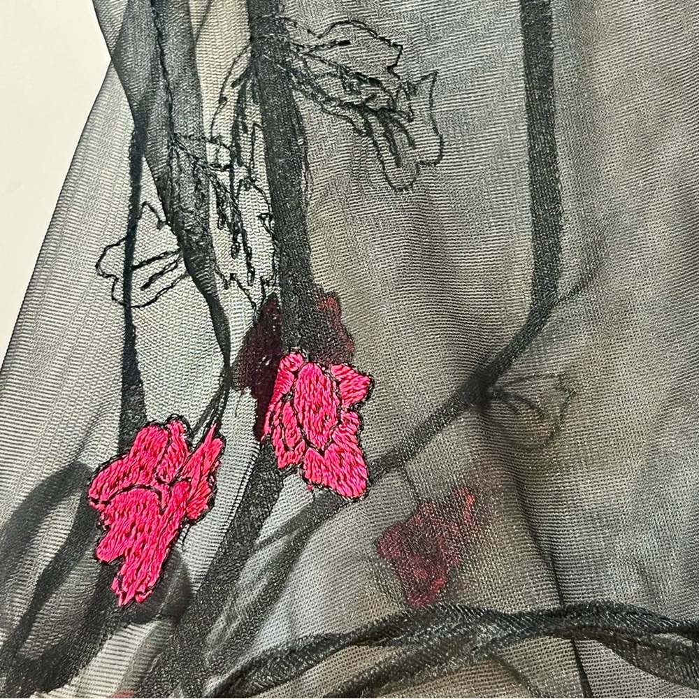 Vintage Betsey Johnson Sheer Dress Embroidered 90s Y2K Whimsygoth Fairy Floral P - Picture 8 of 14